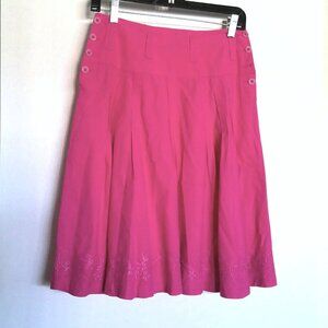 NEW Oilily Hot Pink Circle Skirt Pleated Cotton Embroidered NWOT EU Sz 34 US 4/6